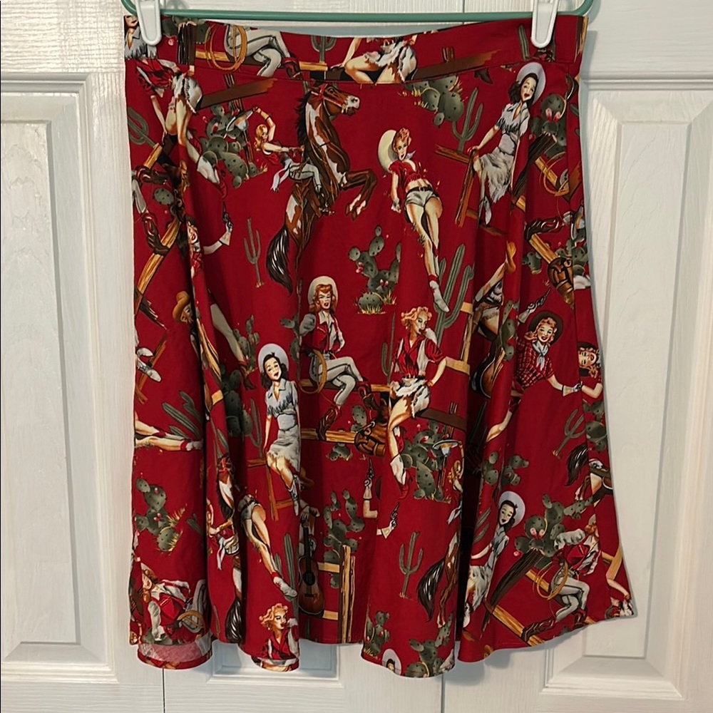 Cowgirl Print Red Skirt